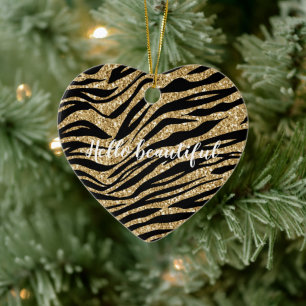 Zebra Gold Glitzer Keramik Ornament