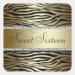 Zebra Gold Print mit Imitate Juwelen Sticker