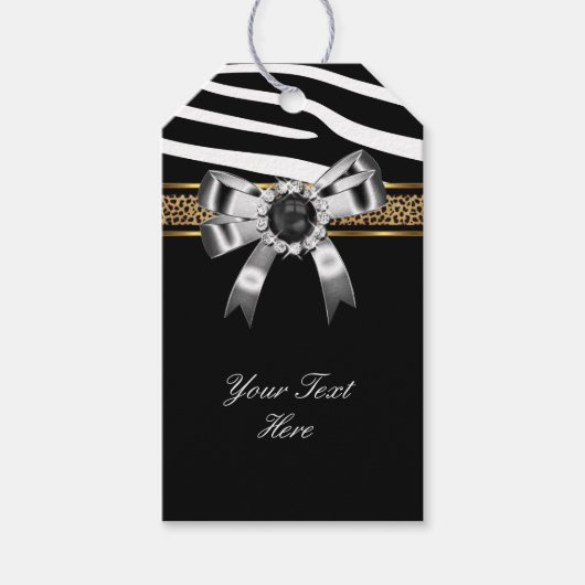 Zebra Gold Schwarz-weiß Leopard Pearl Geschenkanhänger (Vorderseite)