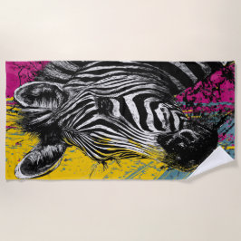 Zebra Graffiti Pop Art Portrait Illustration Strandtuch