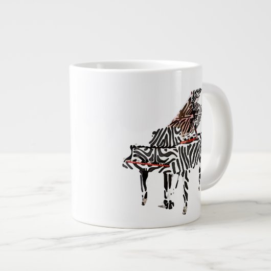 Zebra ♪ Grand Piano 2 - 20oz Jumbo Tasse (Vorderseite Rechts)