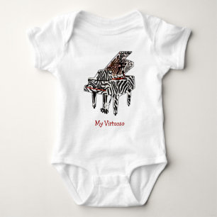 Zebra Grand Piano - Babykrabbler UNISEX Baby Strampler