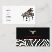 Zebra Grand Piano ~ Business Card Visitenkarte (Vorne/Hinten)