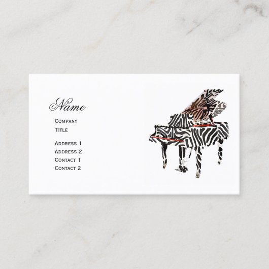 Zebra Grand Piano ~ Business Card Visitenkarte (Vorderseite)