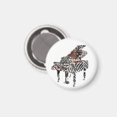 Zebra Grand Piano ~ Button Magnet (Vorderseite/Rückseite)