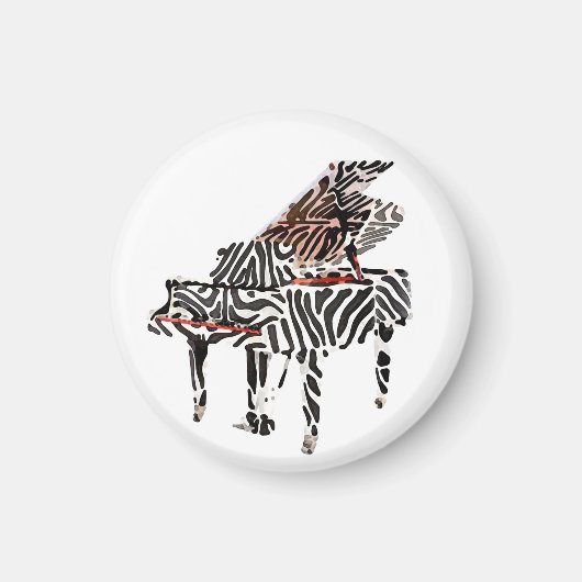 Zebra Grand Piano ~ Button Magnet (Vorne)