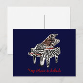 Zebra Grand Piano ~ Postkarte / Einladung (Vorne/Hinten)