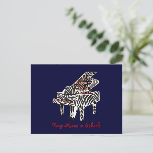 Zebra Grand Piano ~ Postkarte / Einladung (Stehend Vorderseite)