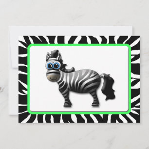 Zebra Green Frame Baby Shower Einladungen