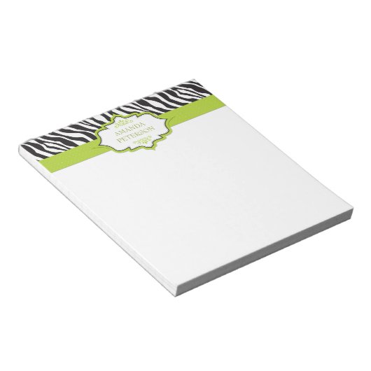 Zebra Green Ribbon Notepad Notizblock (angewinkelt)