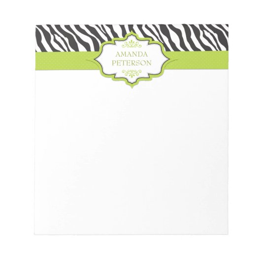 Zebra Green Ribbon Notepad Notizblock (Vorderseite)