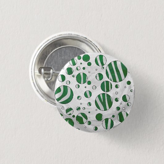 Zebra Green und White Polka Dot Button (Vorne & Hinten)