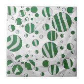 Zebra Green und White Polka Dot Fliese (Vorderseite)
