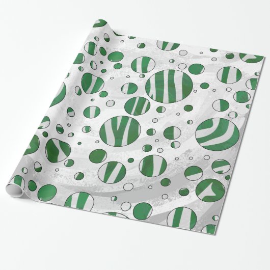 Zebra Green und White Polka Dot Geschenkpapier (Ungerollt)