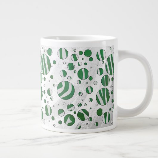 Zebra Green und White Polka Dot Jumbo-Tasse (Rechts)