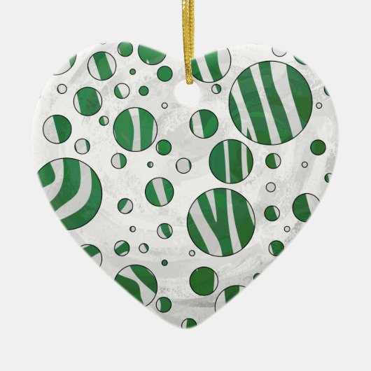 Zebra Green und White Polka Dot Keramikornament (Vorne)