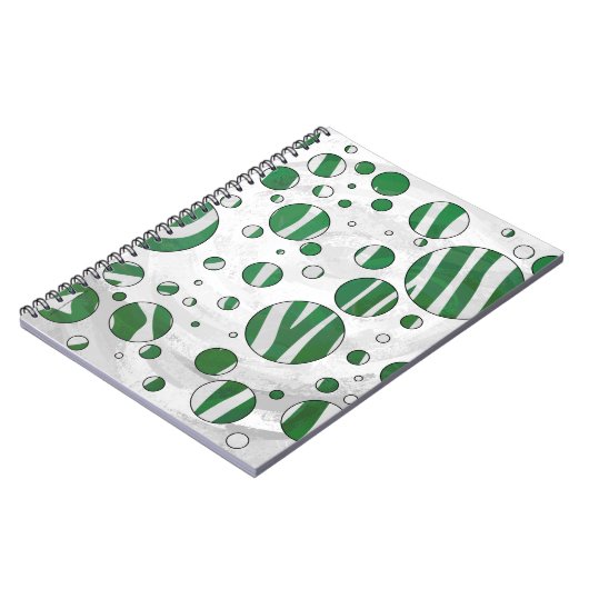 Zebra Green und White Polka Dot Notizblock (Linke Seite)