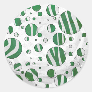 Zebra Green und White Polka Dot Runder Aufkleber