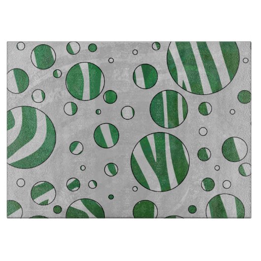Zebra Green und White Polka Dot Schneidebrett (Vorderseite)
