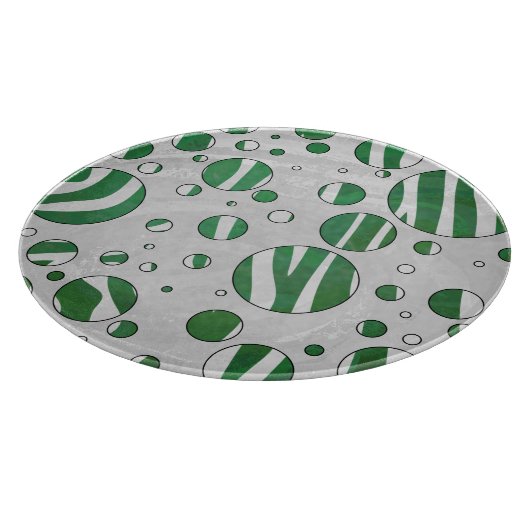 Zebra Green und White Polka Dot Schneidebrett (Ecke)