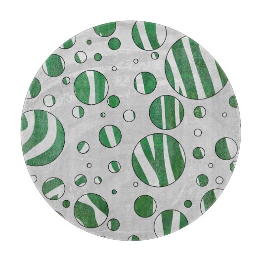 Zebra Green und White Polka Dot Schneidebrett (Vorderseite)