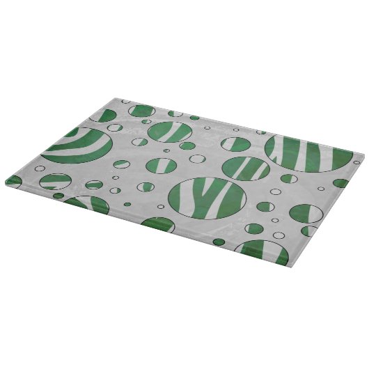 Zebra Green und White Polka Dot Schneidebrett (Ecke)
