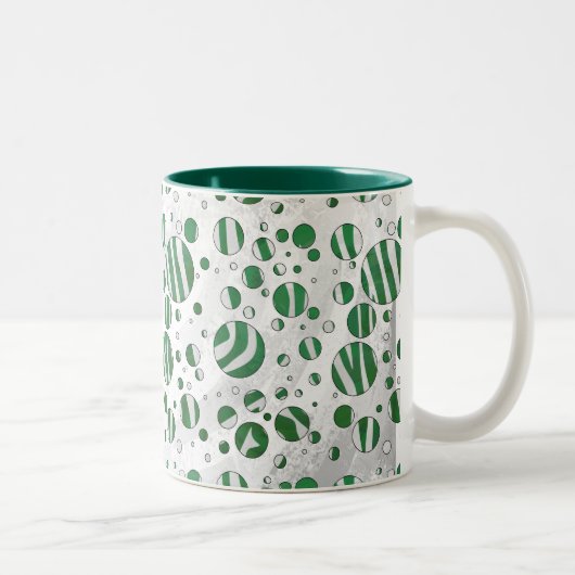 Zebra Green und White Polka Dot Zweifarbige Tasse (Rechts)