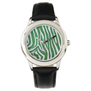 Zebra Green und White Print Armbanduhr