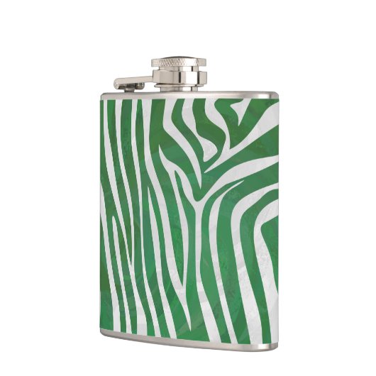 Zebra Green und White Print Flachmann (Links)