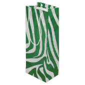 Zebra Green und White Print Geschenktüte Für Weinflaschen (Rückseite Schrägansicht)