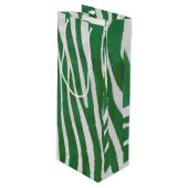Zebra Green und White Print Geschenktüte Für Weinflaschen (Vorderseite Schrägansicht)