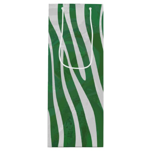 Zebra Green und White Print Geschenktüte Für Weinflaschen (Vorderseite)