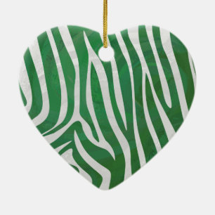 Zebra Green und White Print Keramikornament