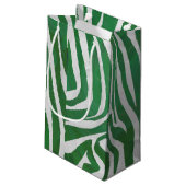 Zebra Green und White Print Kleine Geschenktüte (Rückseite Schrägansicht)