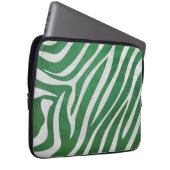 Zebra Green und White Print Laptopschutzhülle (Vorne Rechts)
