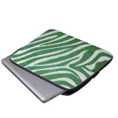 Zebra Green und White Print Laptopschutzhülle (Vorne Knopf)