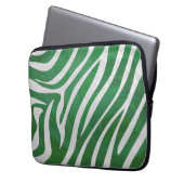 Zebra Green und White Print Laptopschutzhülle (Vorderseite Links)