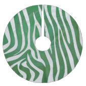 Zebra Green und White Print Polyester Weihnachtsbaumdecke (Vorderseite)