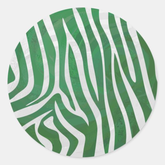 Zebra Green und White Print Runder Aufkleber (Vorderseite)