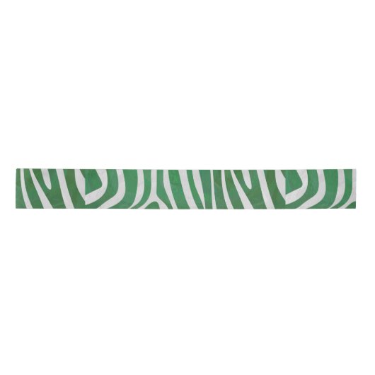 Zebra Green und White Print Satinband (Vorderseite)