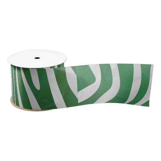 Zebra Green und White Print Satinband (Spule)
