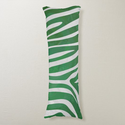 Zebra Green und White Print Seitenschläferkissen (Vorderseite Vertikal)