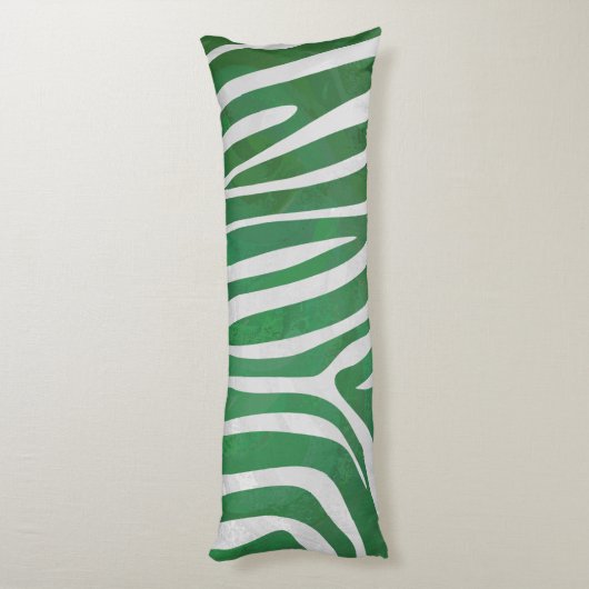 Zebra Green und White Print Seitenschläferkissen (Rückseite (Vertikal))