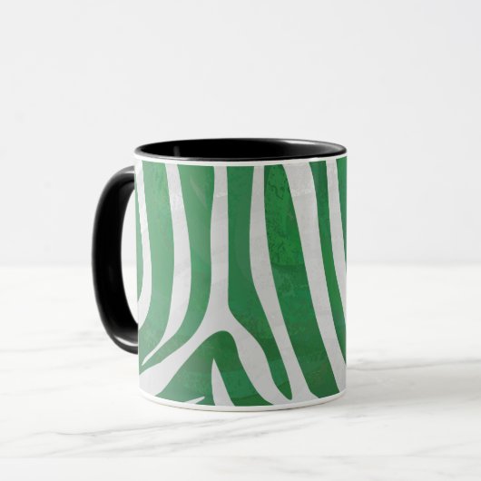 Zebra Green und White Print Tasse (Vorderseite Links)