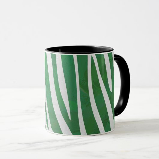 Zebra Green und White Print Tasse (VorderseiteRechts)
