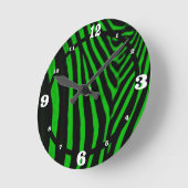 Zebra-Grün Runde Wanduhr (Winkel)