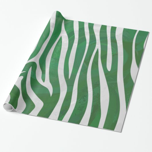 Zebra-grüner und weißer Druck Geschenkpapier (Ungerollt)