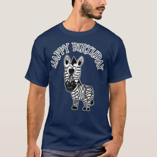 Zebra Happy Birthday Wildlife Safari T-Shirt