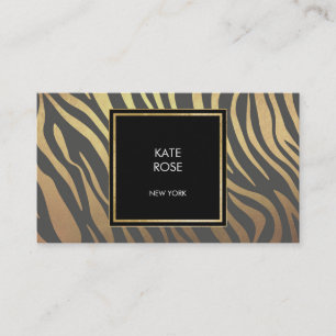 Zebra Haut Golden Stripes Geometrisches Bild Vip Visitenkarte