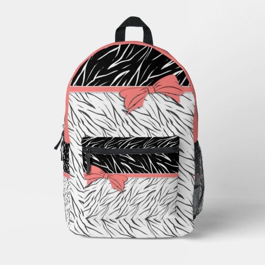 Zebra-Haut Schwarz-weiße Tigerstreifen pink Bedruckter Rucksack (Vorderseite)